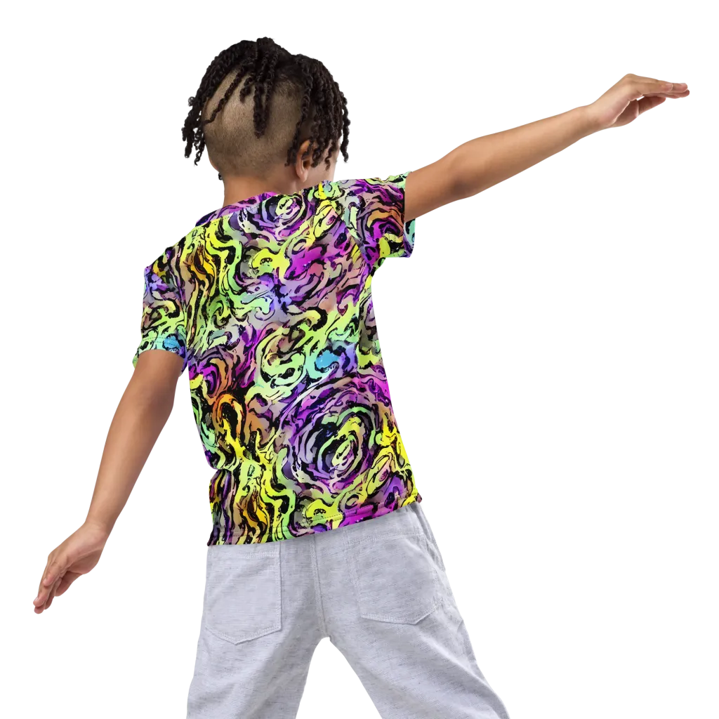 Neon Inkblot on Kids Crew Neck T-Shirt — Back