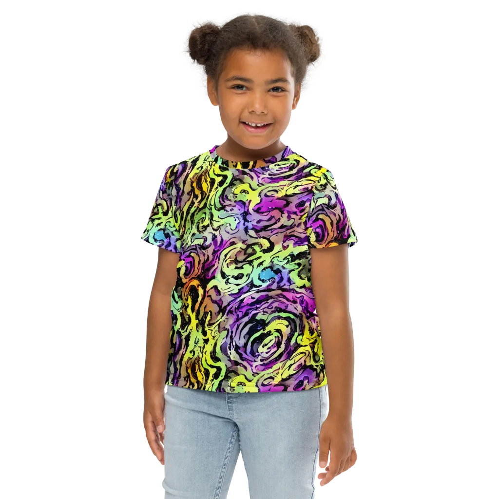 Neon Inkblot on Kids Crew Neck T-Shirt — Front