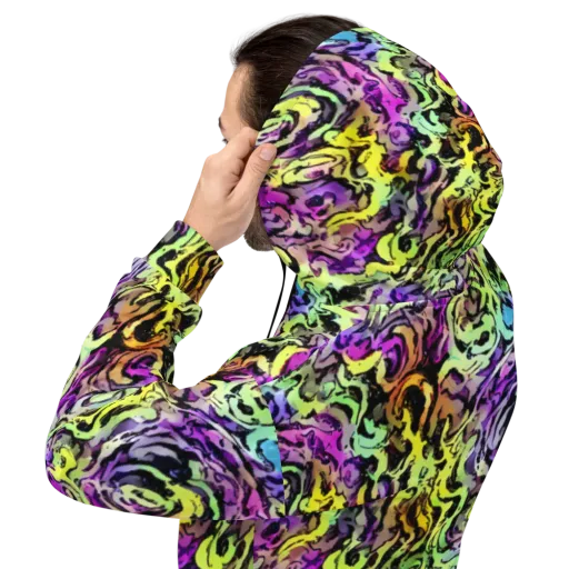 Neon Inkblot on a Hoodie