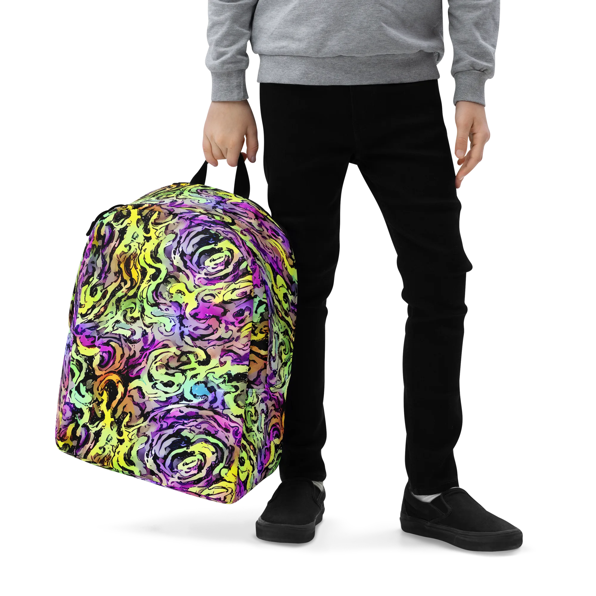 Neon Inkblot on Minimalist Backpack — Zoomed-in
