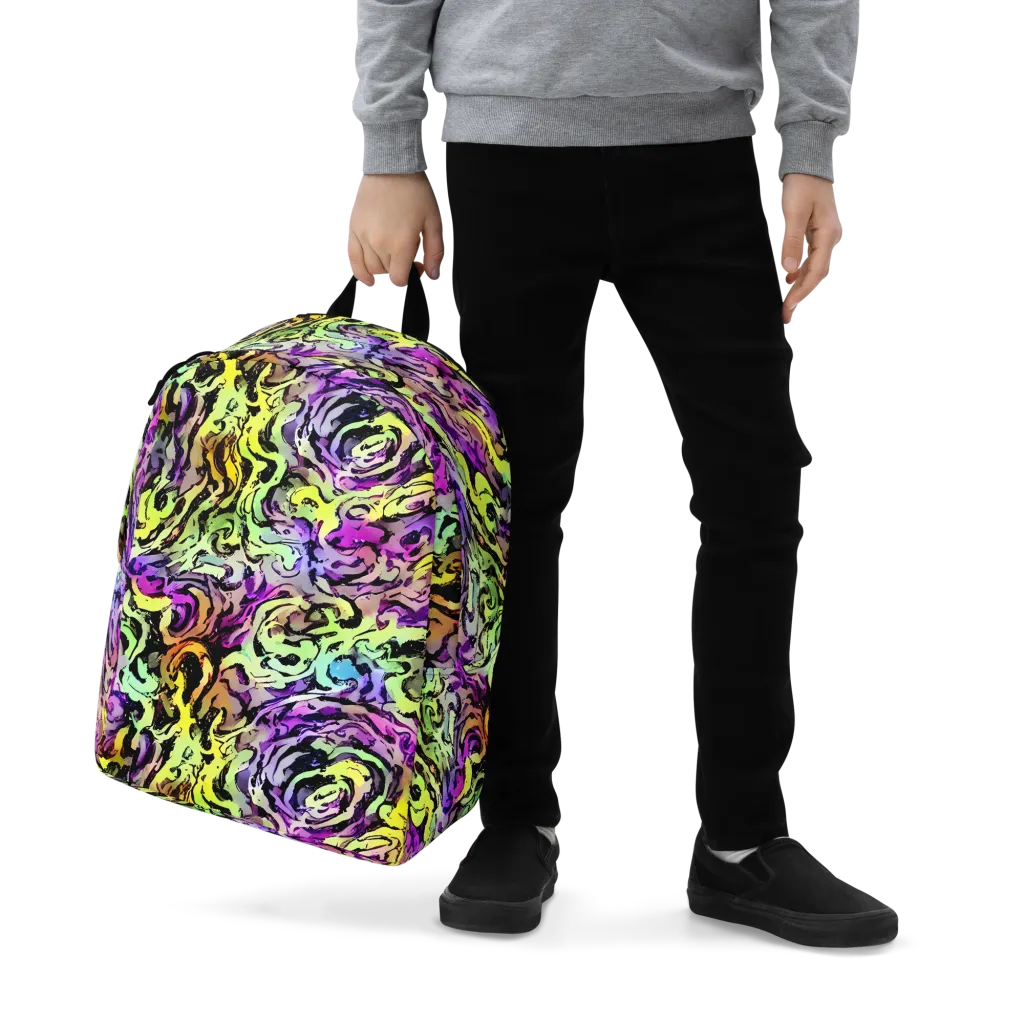 Neon Inkblot on Minimalist Backpack — Zoomed-in