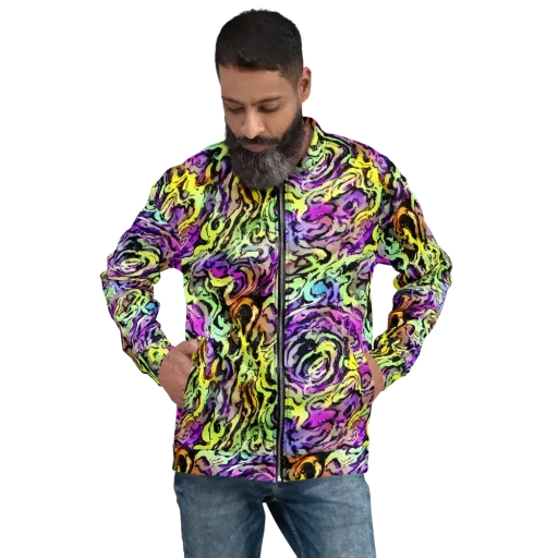 Neon Inkblot on a Bomber Jacket