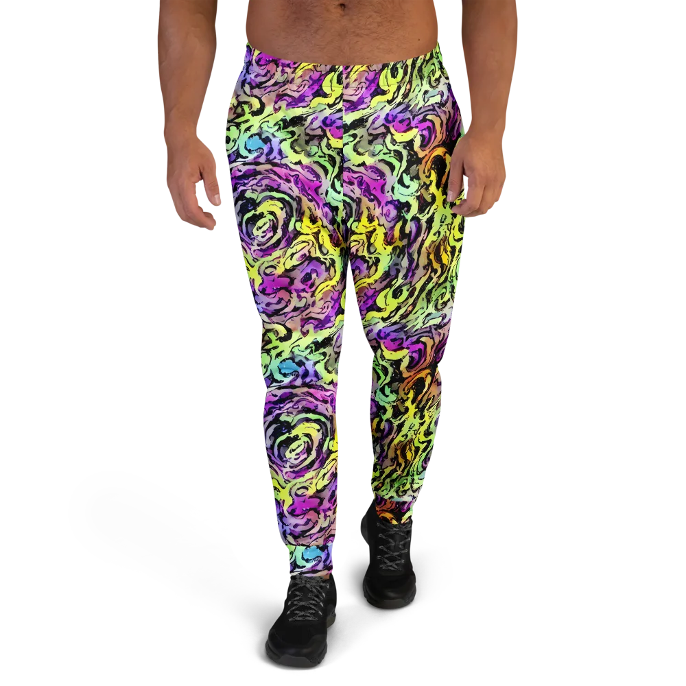 Neon Inkblot on Men's Joggers — Front