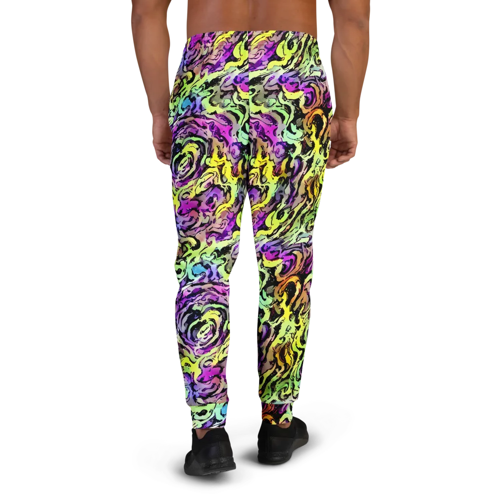 Neon Inkblot on Men's Joggers — Back