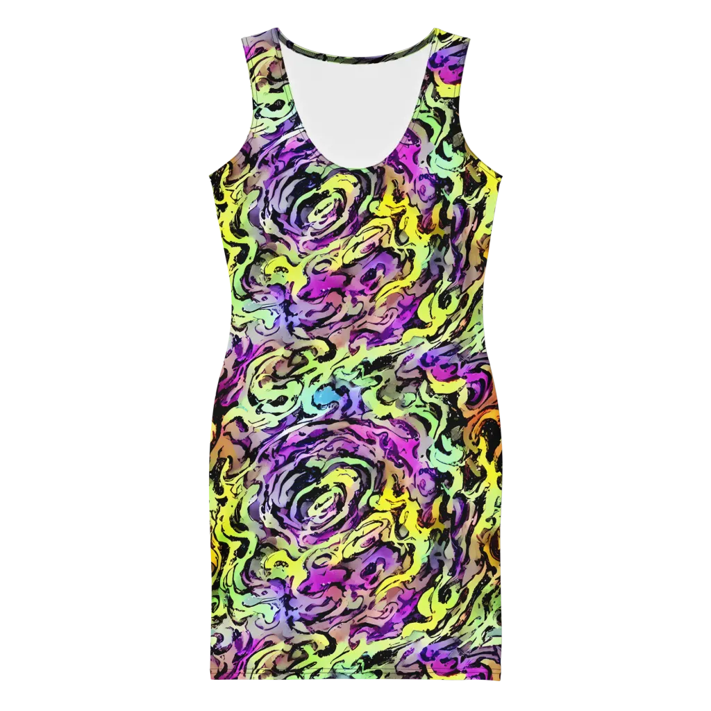 Neon Inkblot on Bodycon Dress — Front