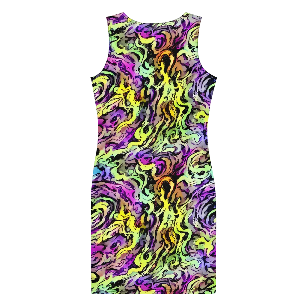 Neon Inkblot on Bodycon Dress — Back