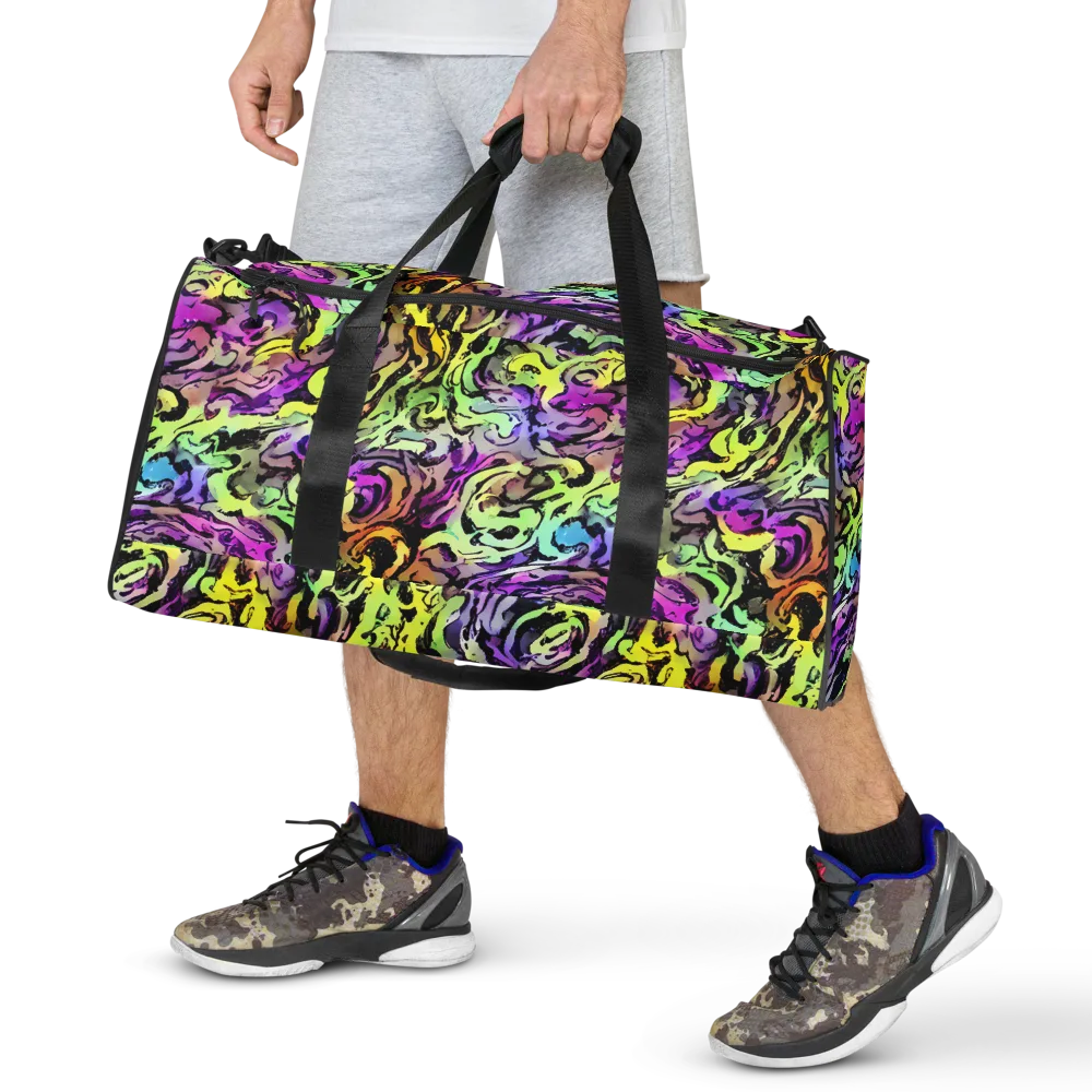 Neon Inkblot on Duffle Bag — Front