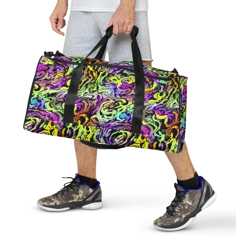 Neon Inkblot on Duffle Bag — Front