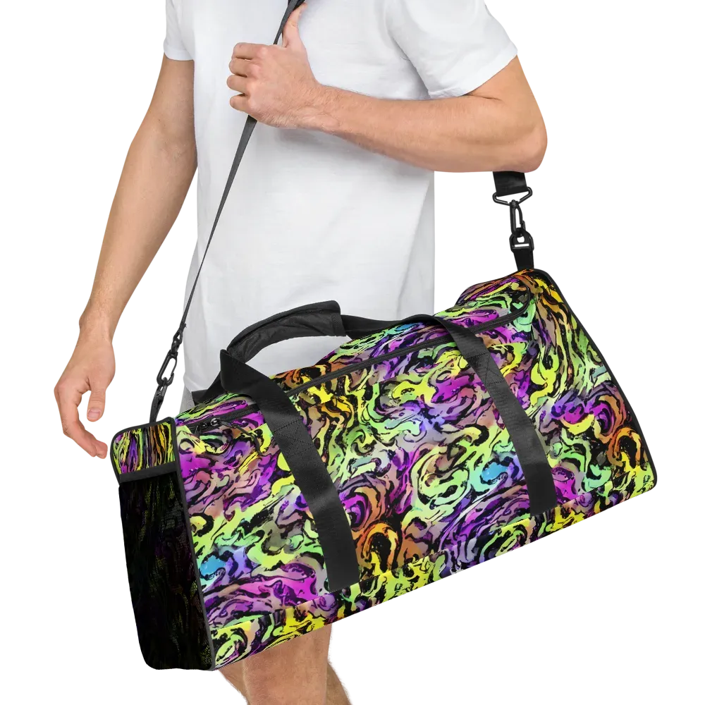 Neon Inkblot on Duffle Bag — Right Front
