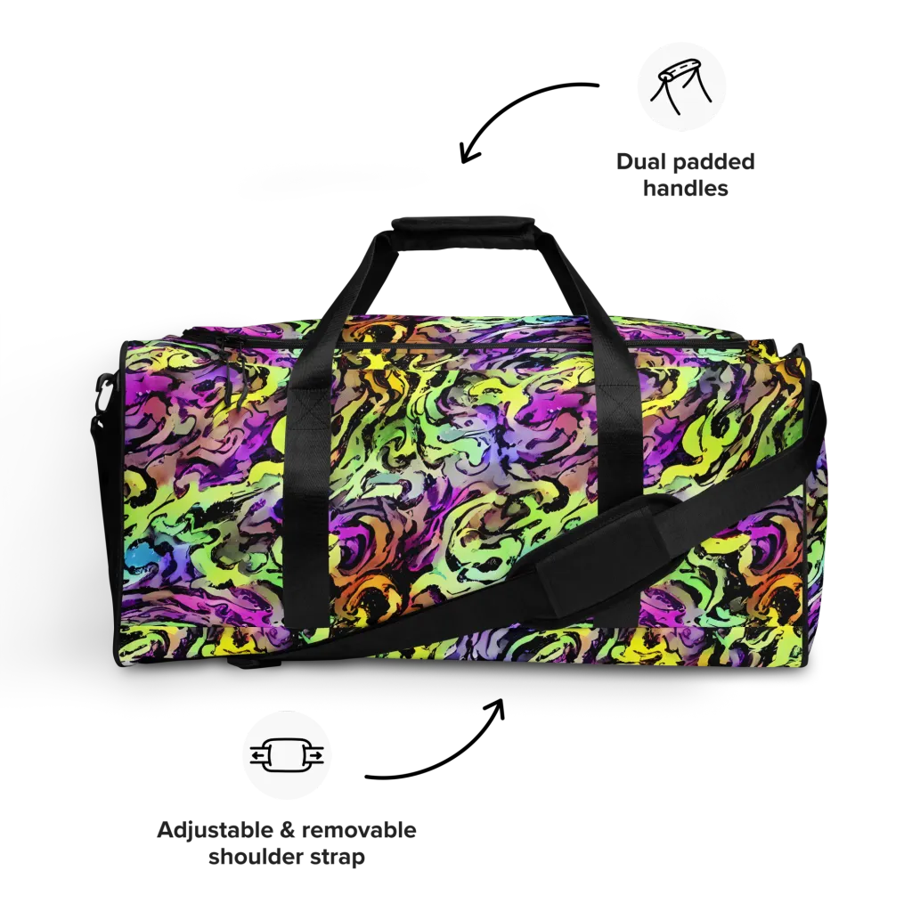 Neon Inkblot on Duffle Bag — Front