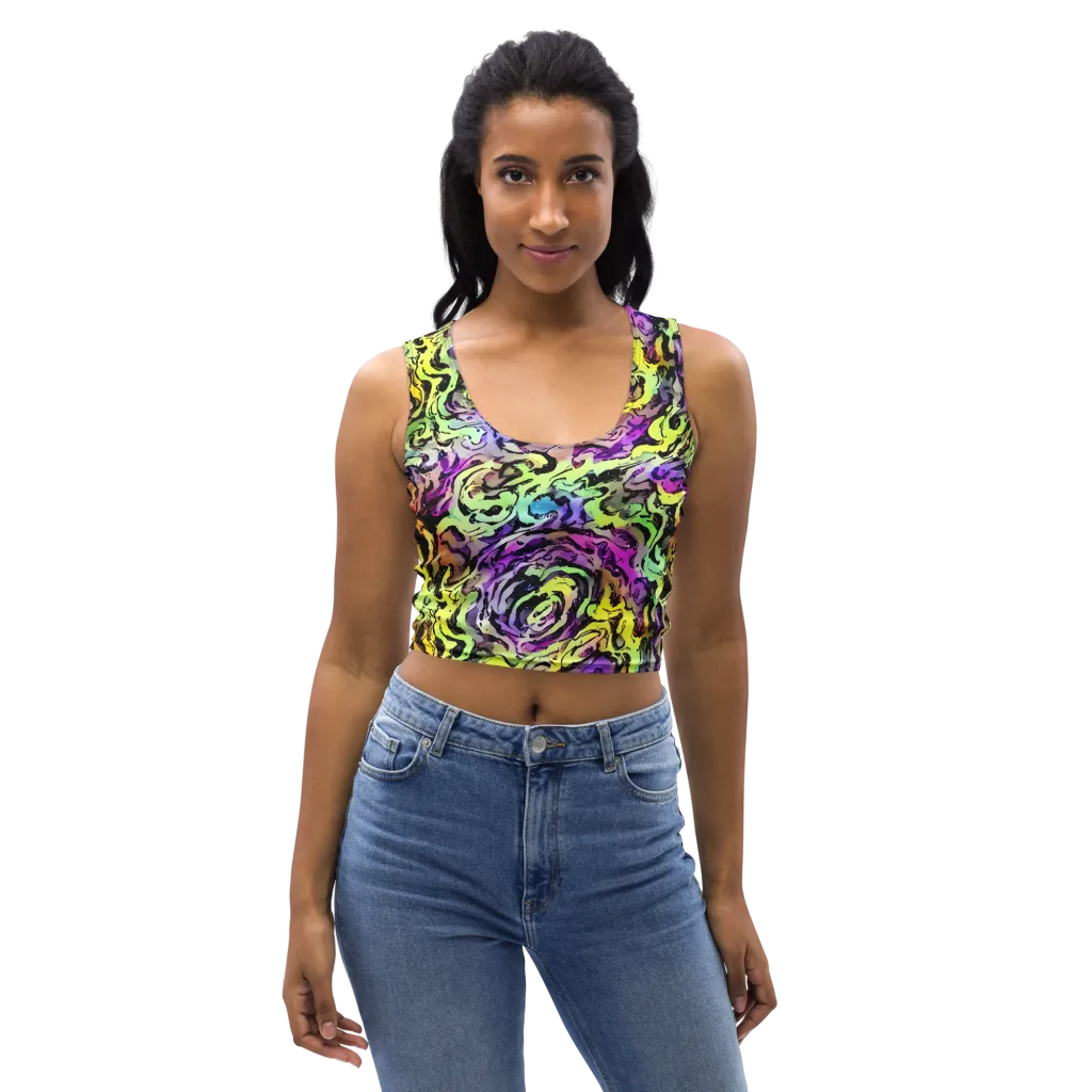 Neon Inkblot on Crop Top — Front