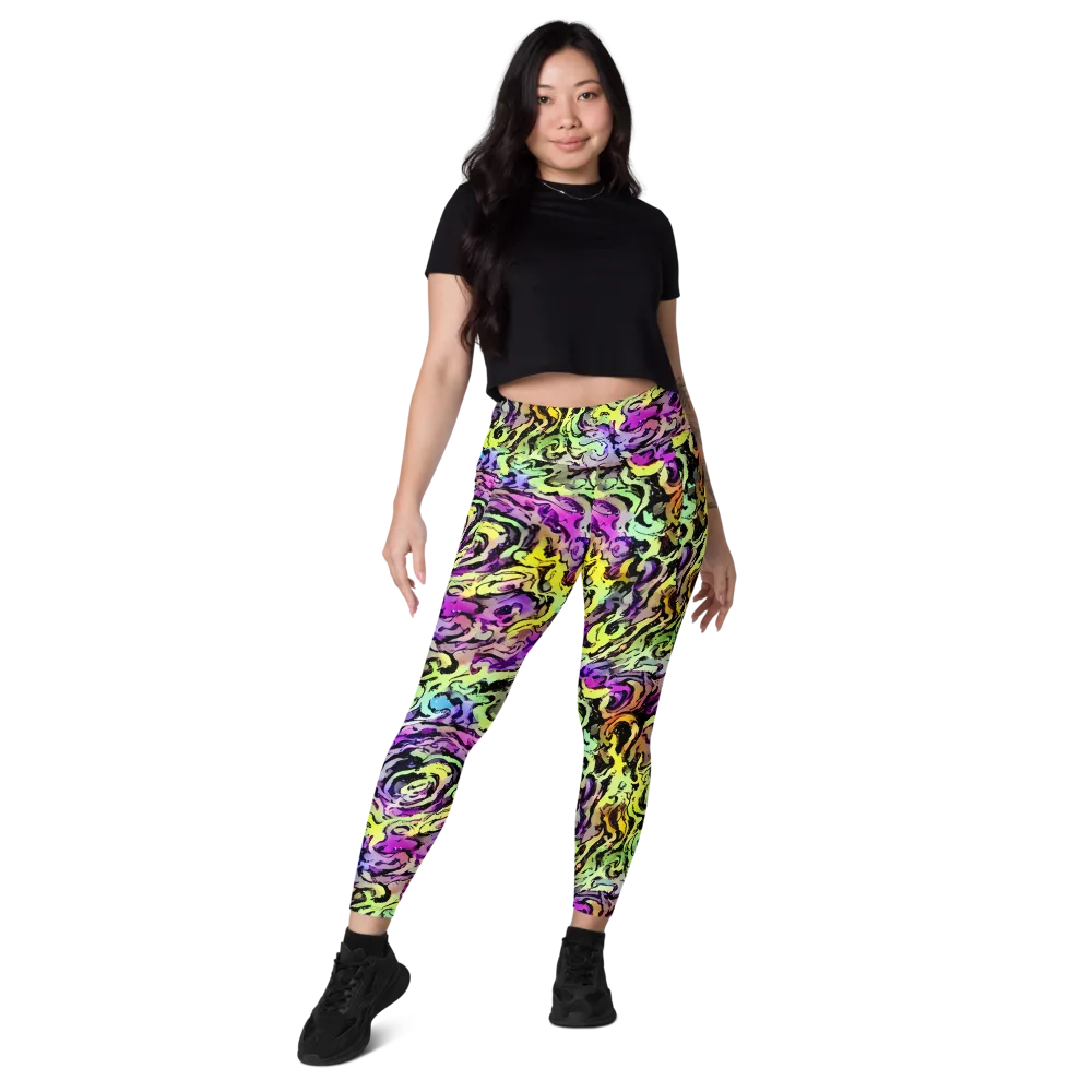 Neon Inkblot on Leggings with Pockets — Front