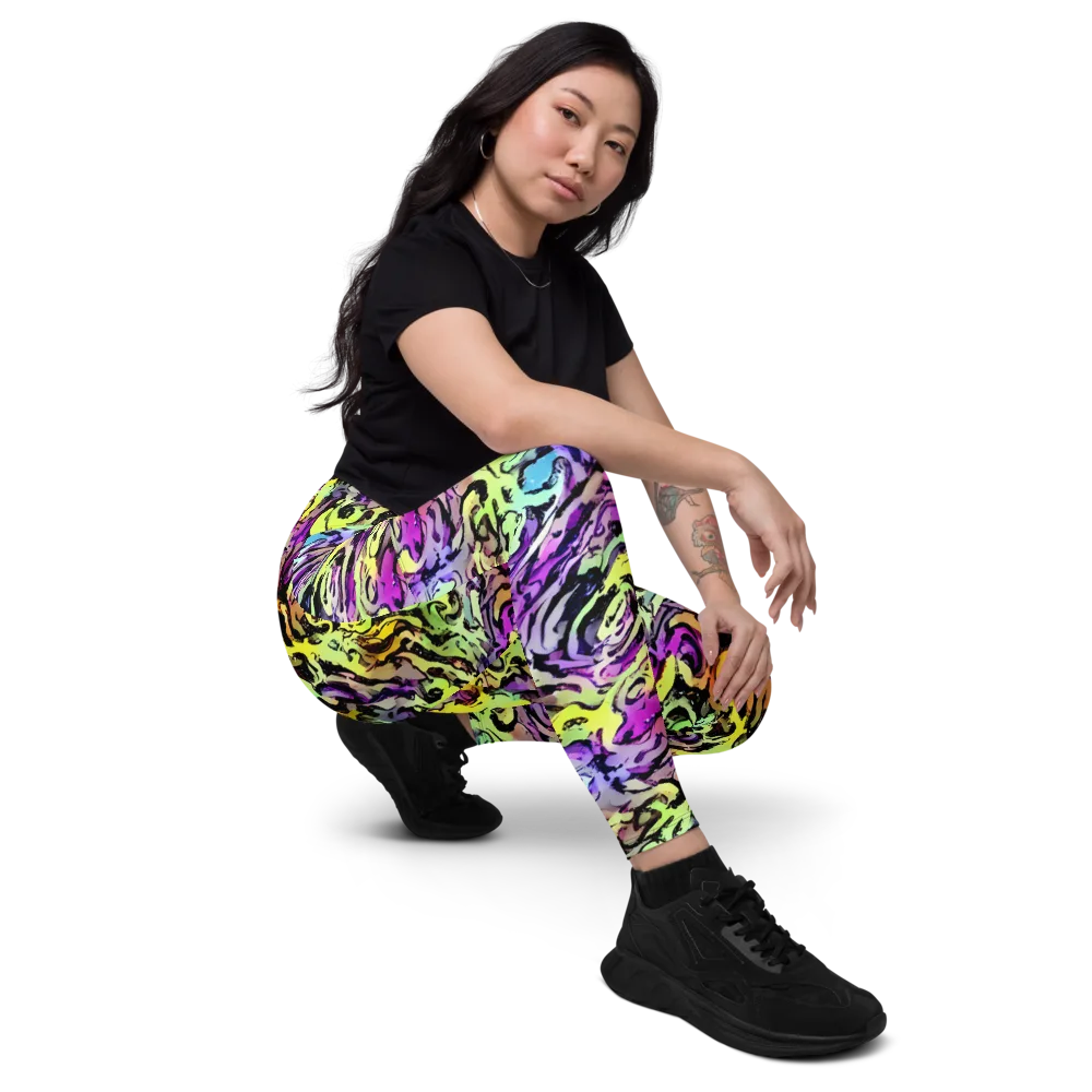 Neon Inkblot on Leggings with Pockets — Right Front