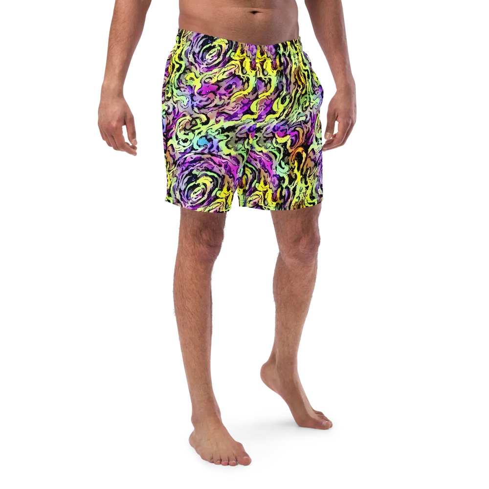 Neon Inkblot on Swim Trunks — Front