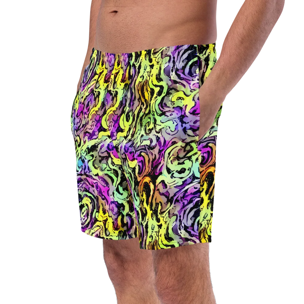Neon Inkblot on Swim Trunks — Left Front