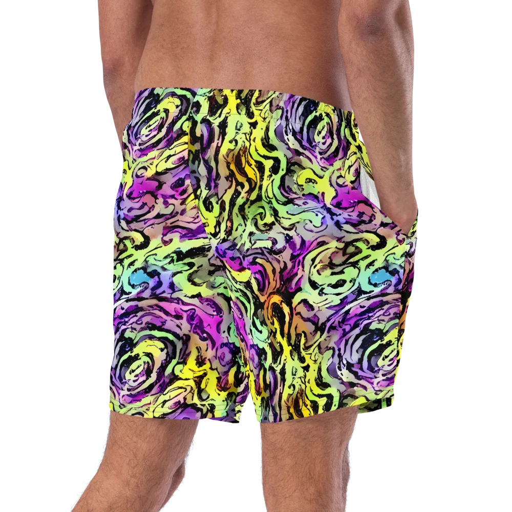 Neon Inkblot on Swim Trunks — Right Back