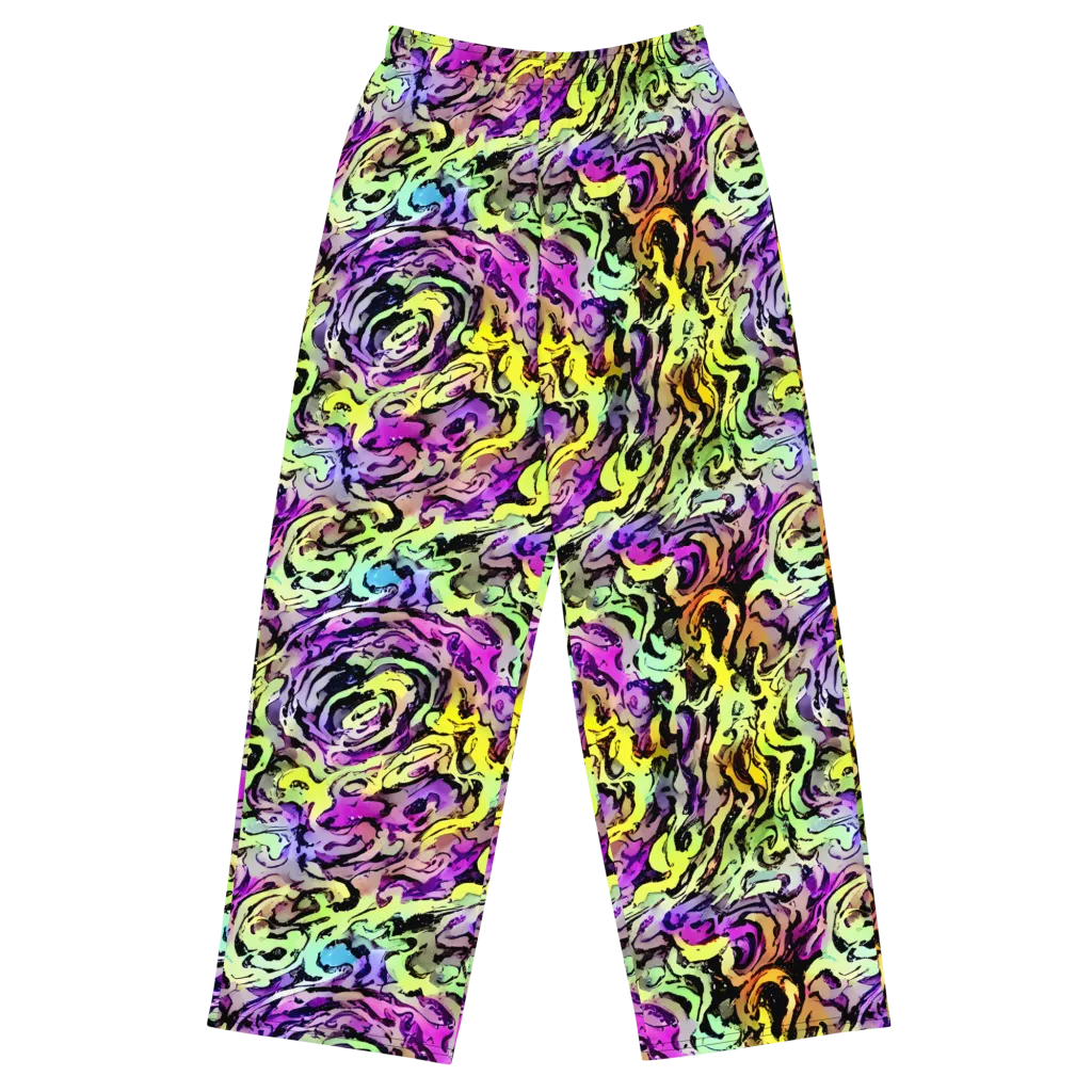 Neon Inkblot on Wide-Leg Pants — Front