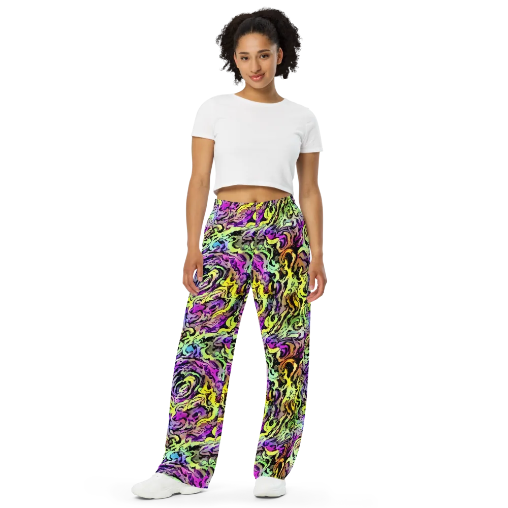 Neon Inkblot on Wide-Leg Pants — Front