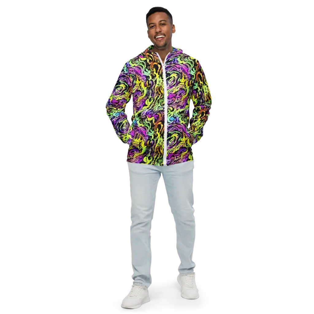 Neon Inkblot on Men's Windbreaker — Front