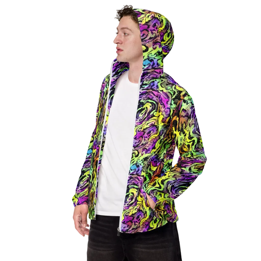 Neon Inkblot on Men's Windbreaker — Left Front