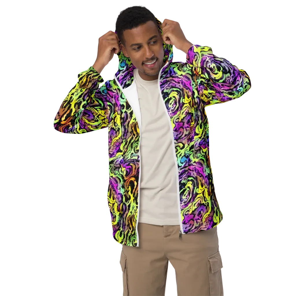 Neon Inkblot on Men's Windbreaker — Front