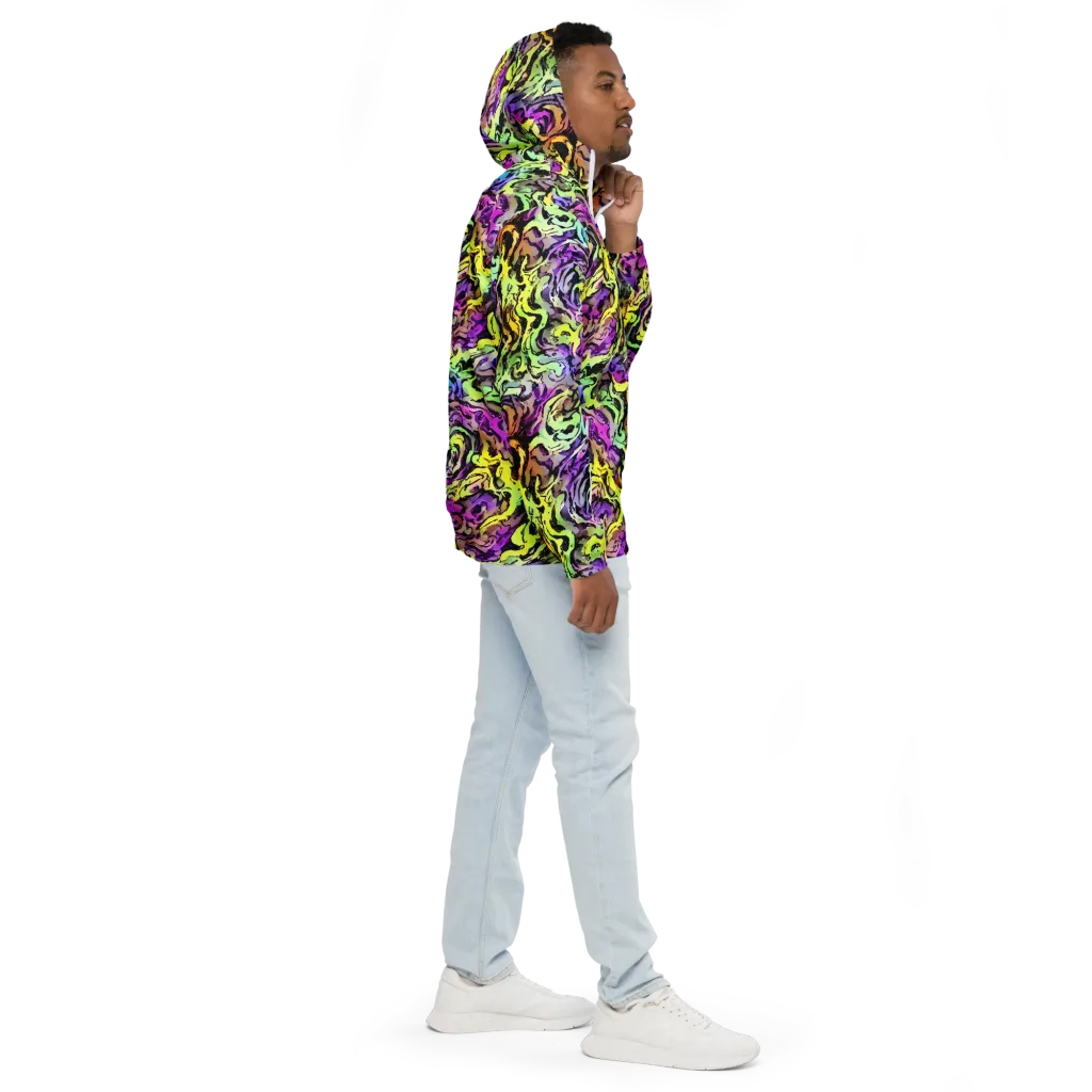 Neon Inkblot on Men's Windbreaker — Right
