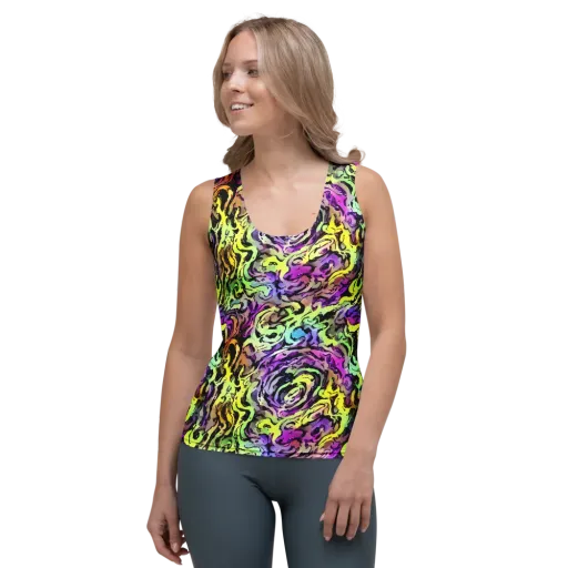 Neon Inkblot on a Women's Tank Top