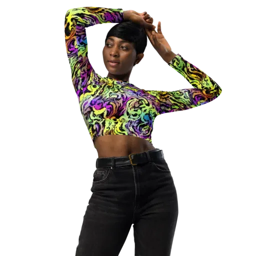 Neon Inkblot on a Long Sleeve Crop Top