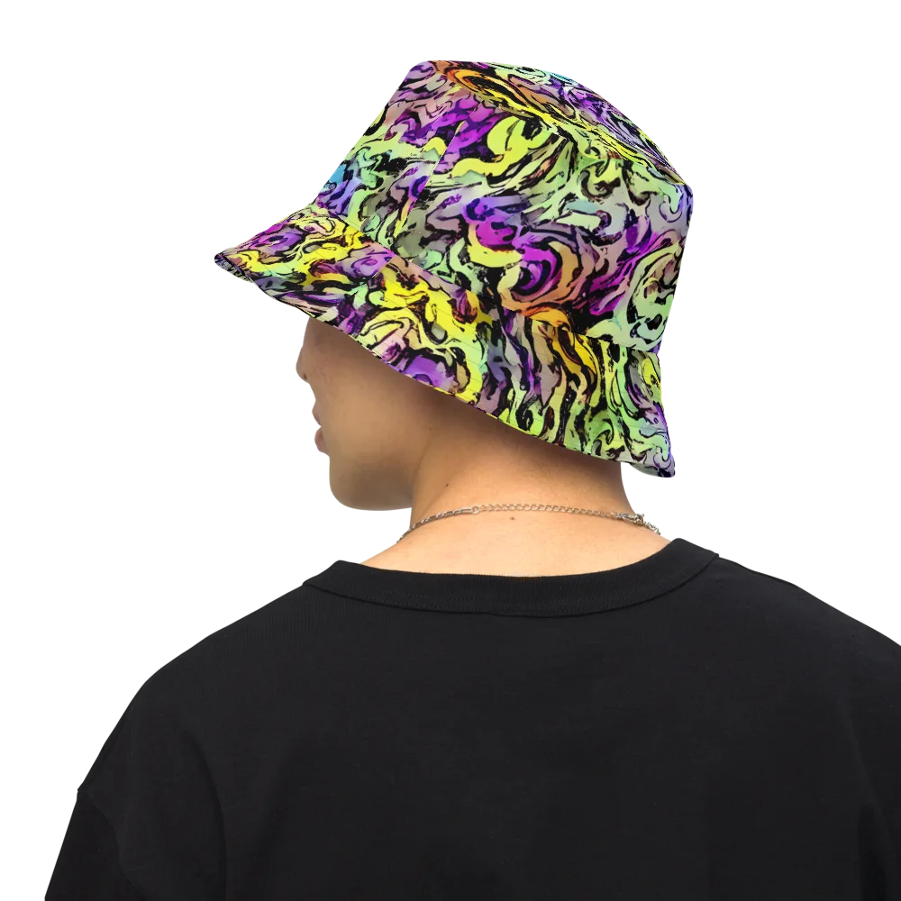 Neon Inkblot on Reversible Bucket Hat — Back Inside
