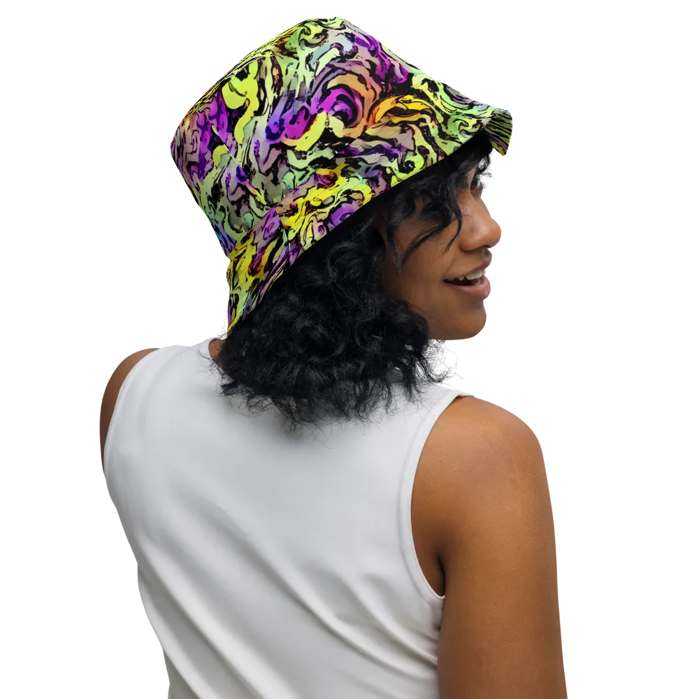 Neon Inkblot on Reversible Bucket Hat — Right Outside