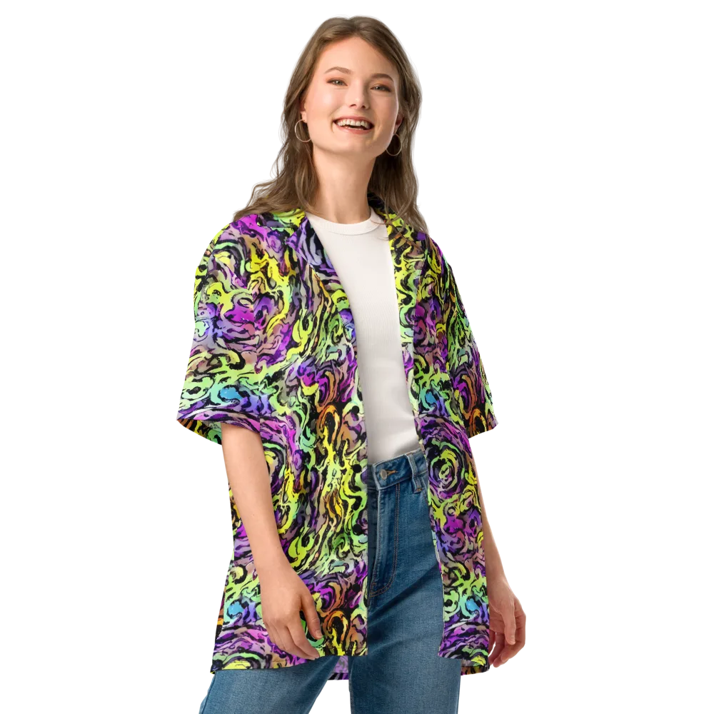 Neon Inkblot on Button Shirt — Front