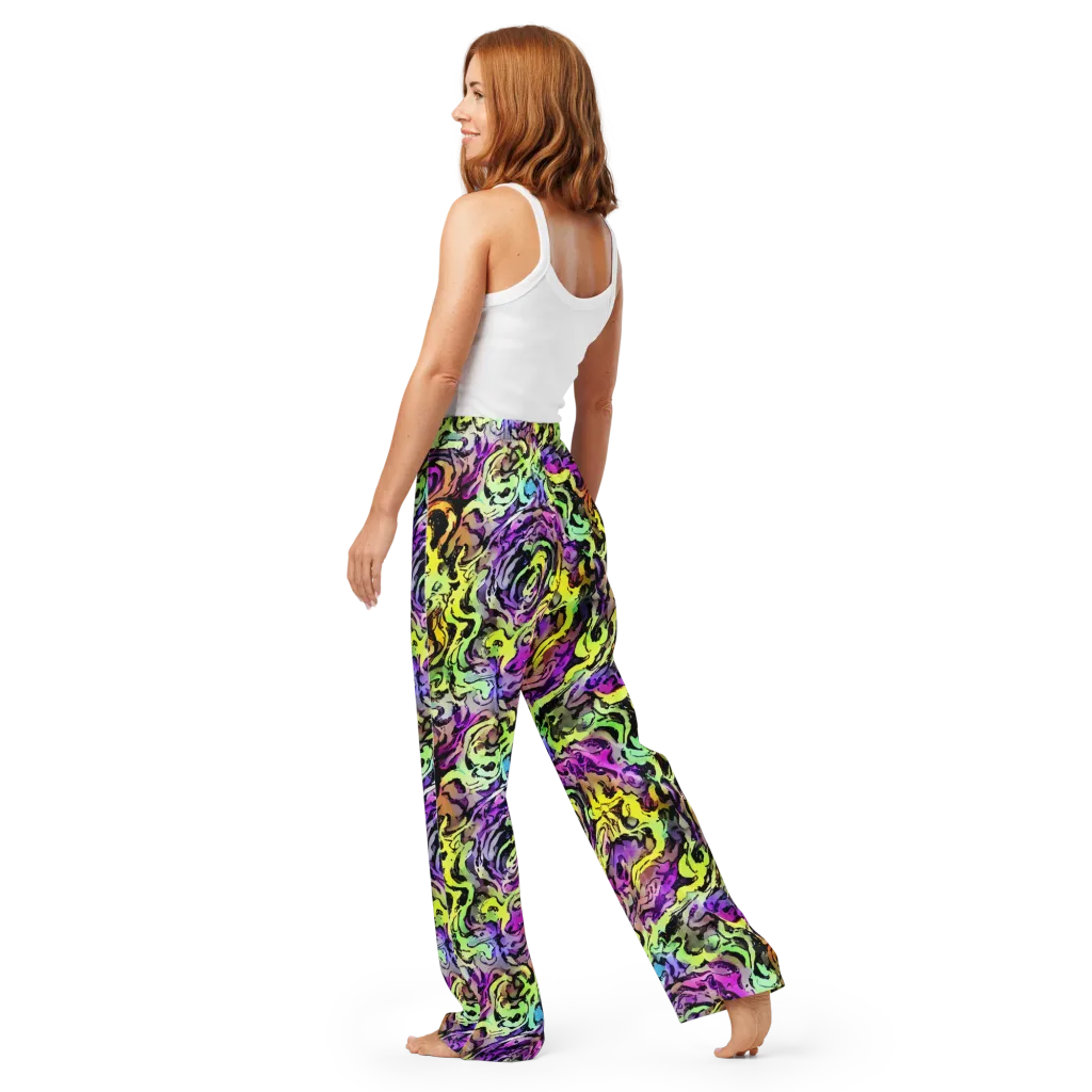 Neon Inkblot on Women's Pajama Pants — Back