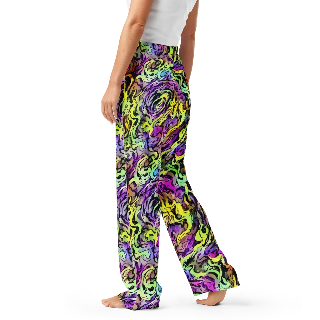 Neon Inkblot on Women's Pajama Pants — Left