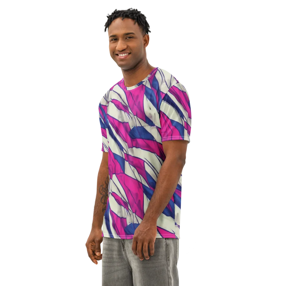Cobalt Fold on Men's Cotton Crew Neck T-Shirt — Left Front
