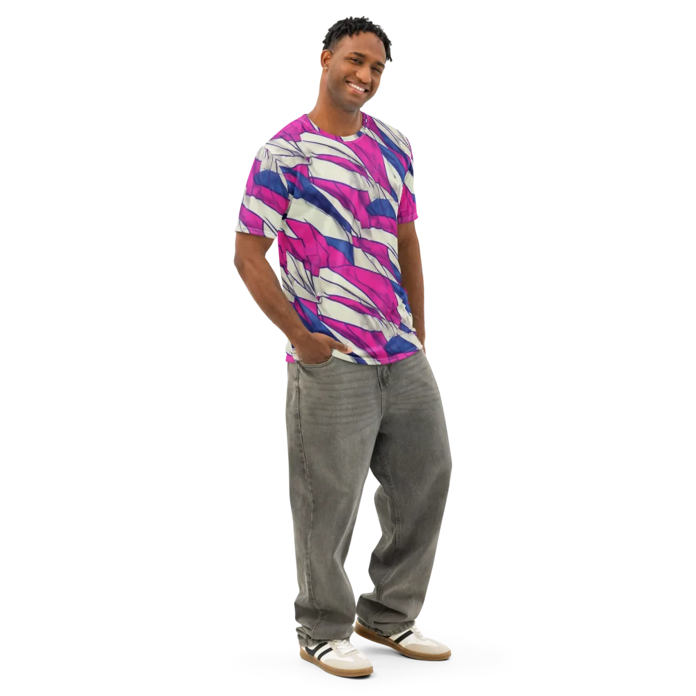Cobalt Fold on Men's Cotton Crew Neck T-Shirt — Right Front