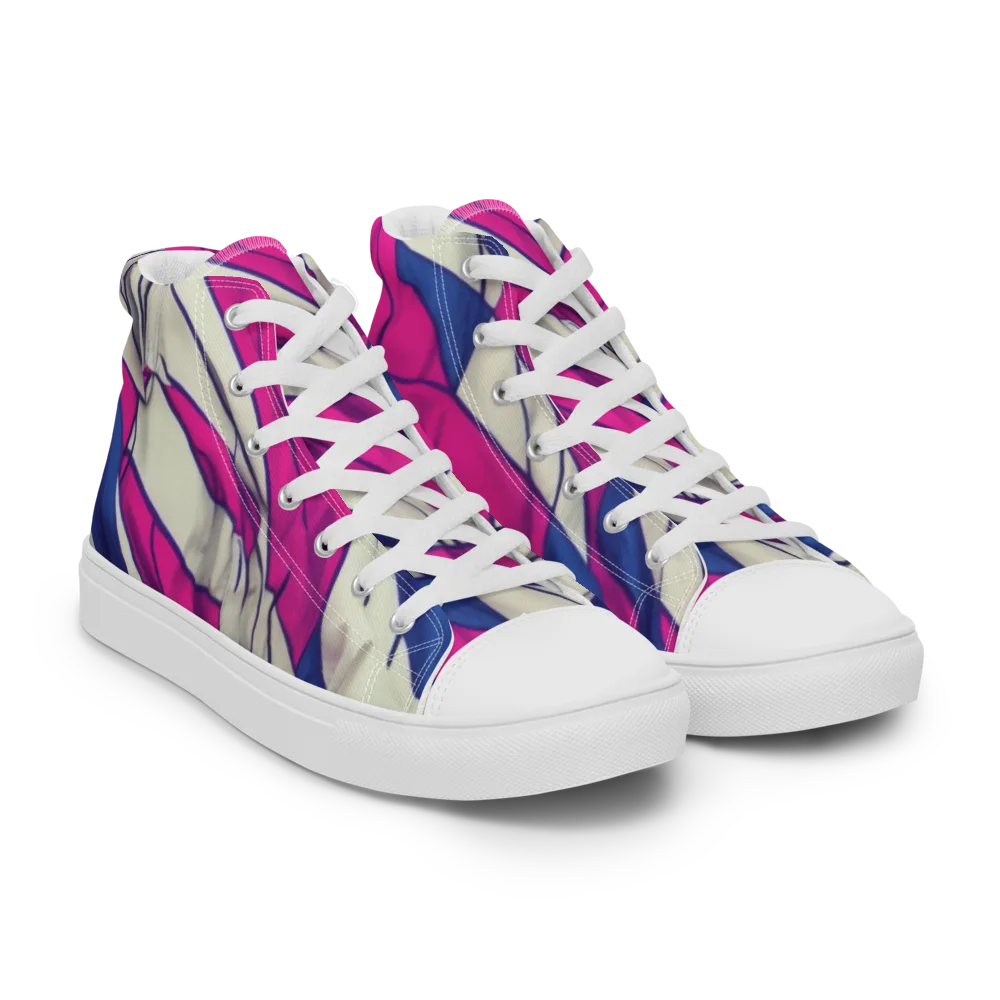 Cobalt Fold on Men's High Top Canvas Shoes — Right Front