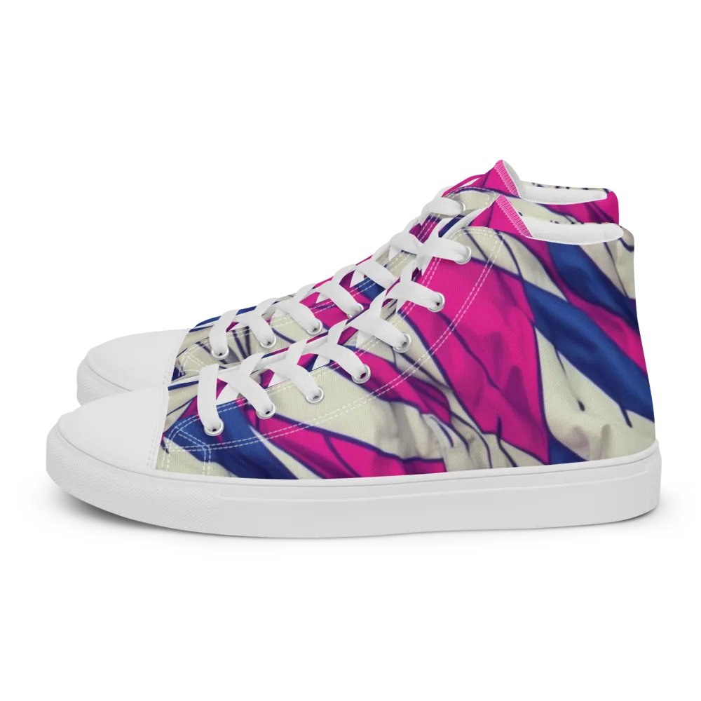 Cobalt Fold on Men's High Top Canvas Shoes — Left