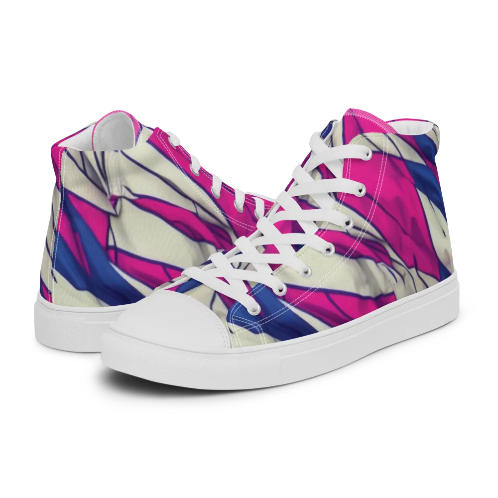 Cobalt Fold on Men's High Top Canvas Shoes — Left