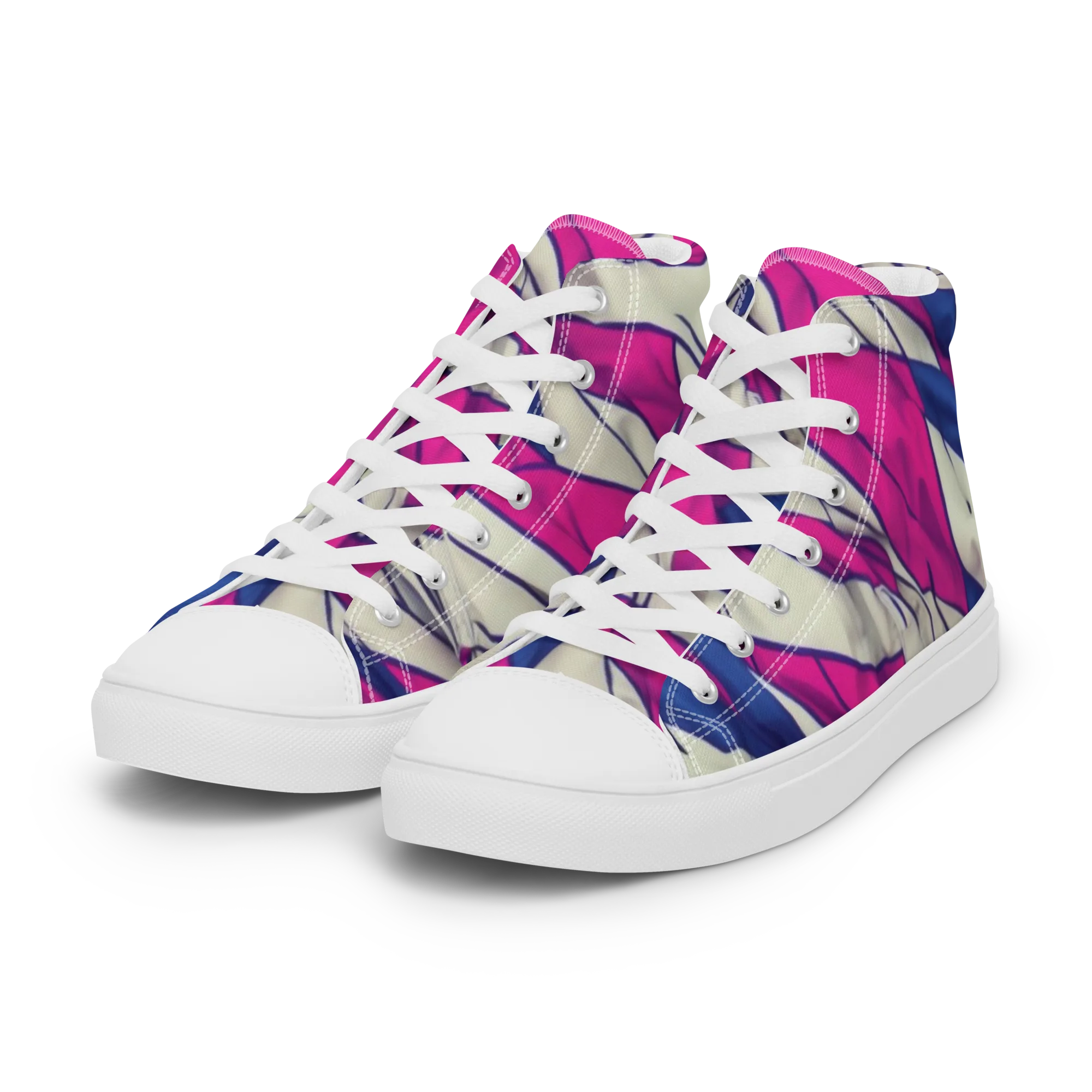 Cobalt Fold on Women's High Top Canvas Shoes — Left Front