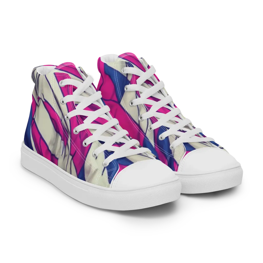 Cobalt Fold on Women's High Top Canvas Shoes — Right Front