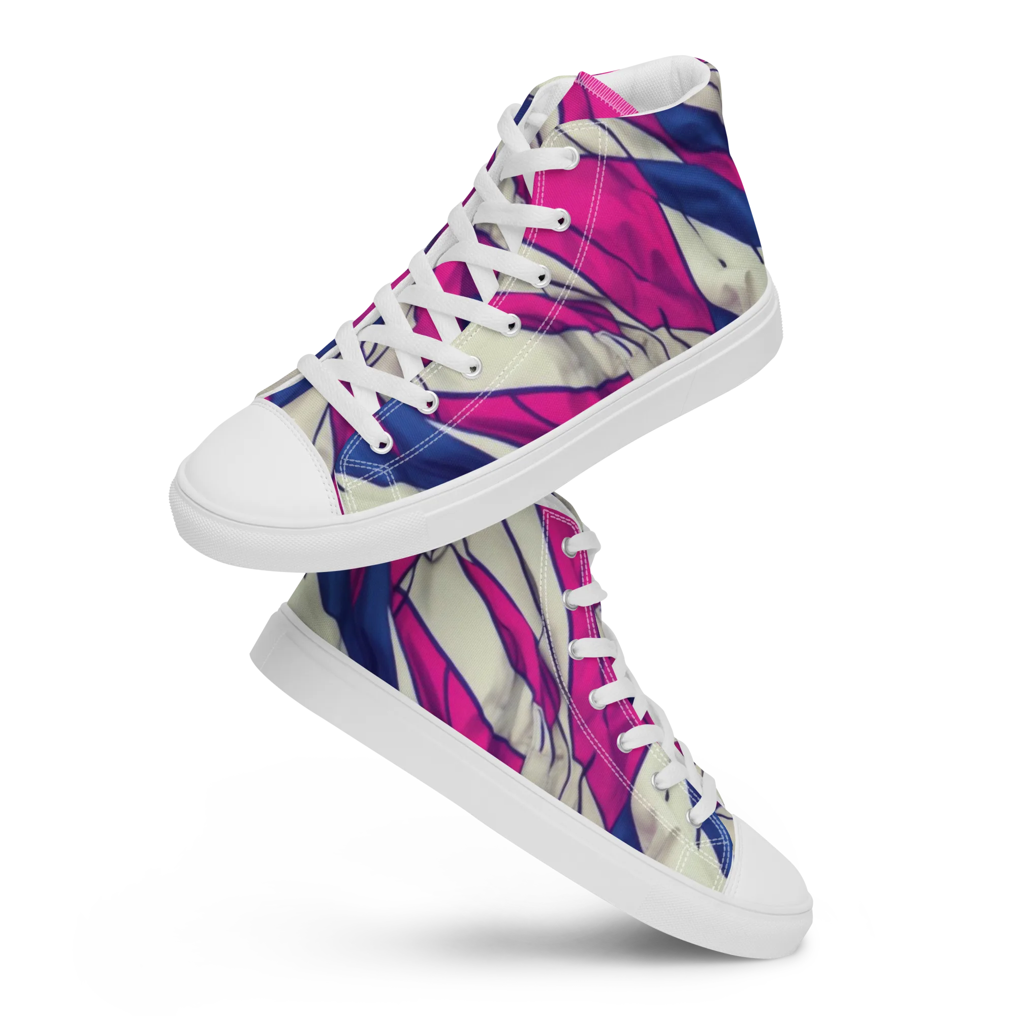 Cobalt Fold on Women's High Top Canvas Shoes — Front