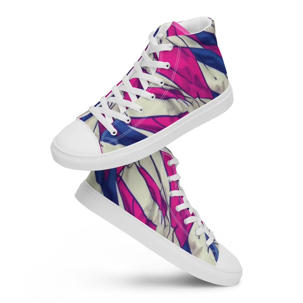Cobalt Fold on Women's High Top Canvas Shoes — Front