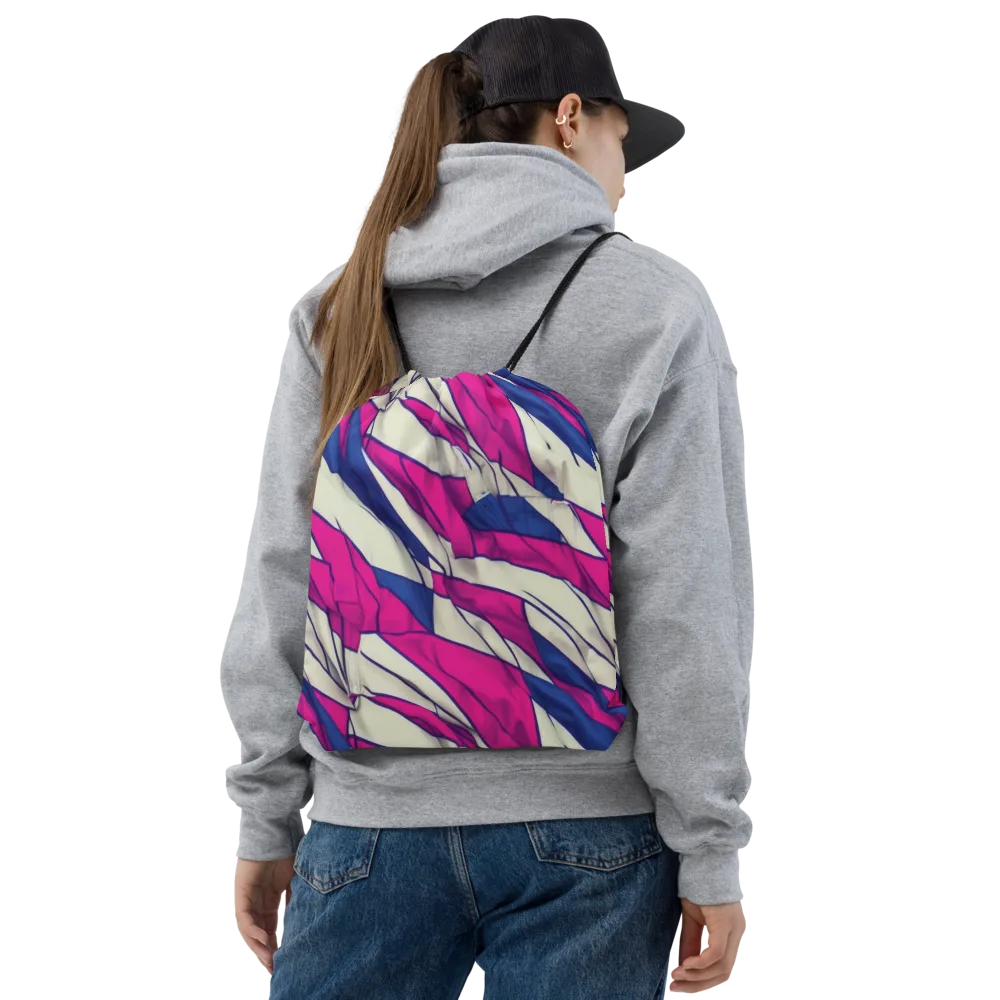 Cobalt Fold on Drawstring Bag — Front