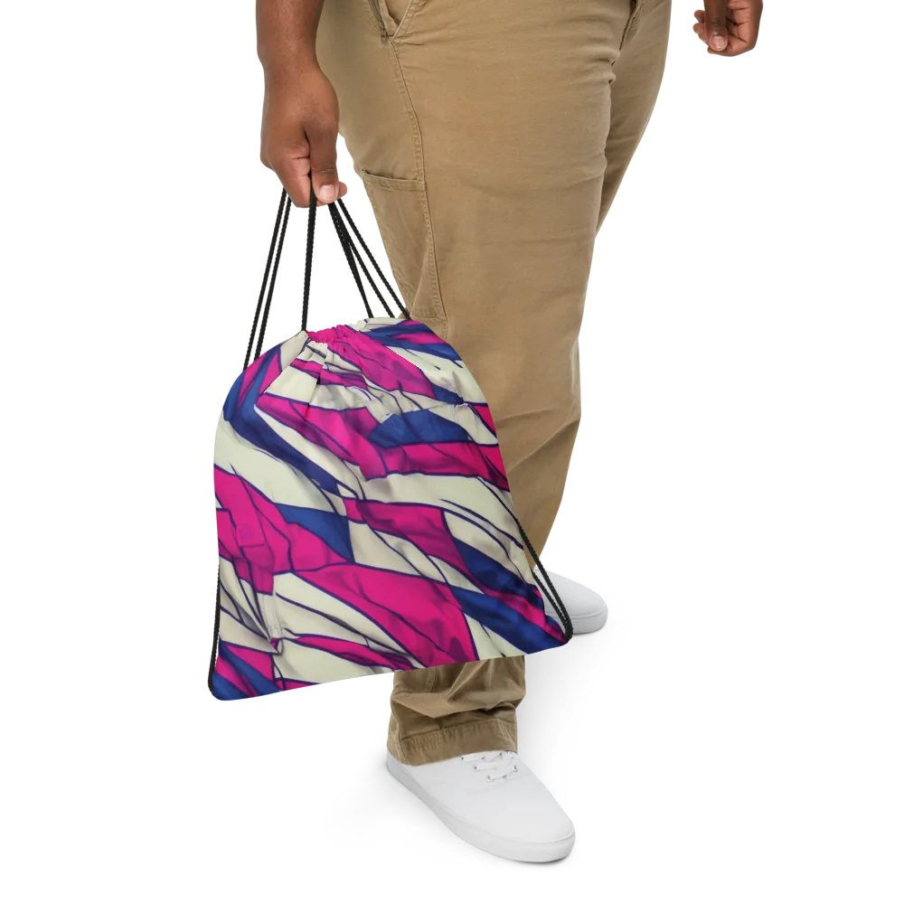 Cobalt Fold on Drawstring Bag — Front