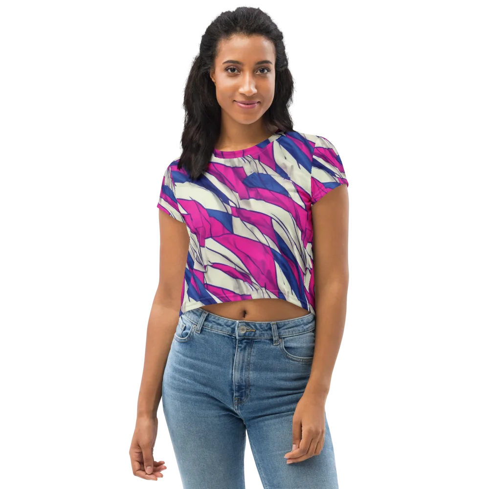 Cobalt Fold on Crop Tee — Front