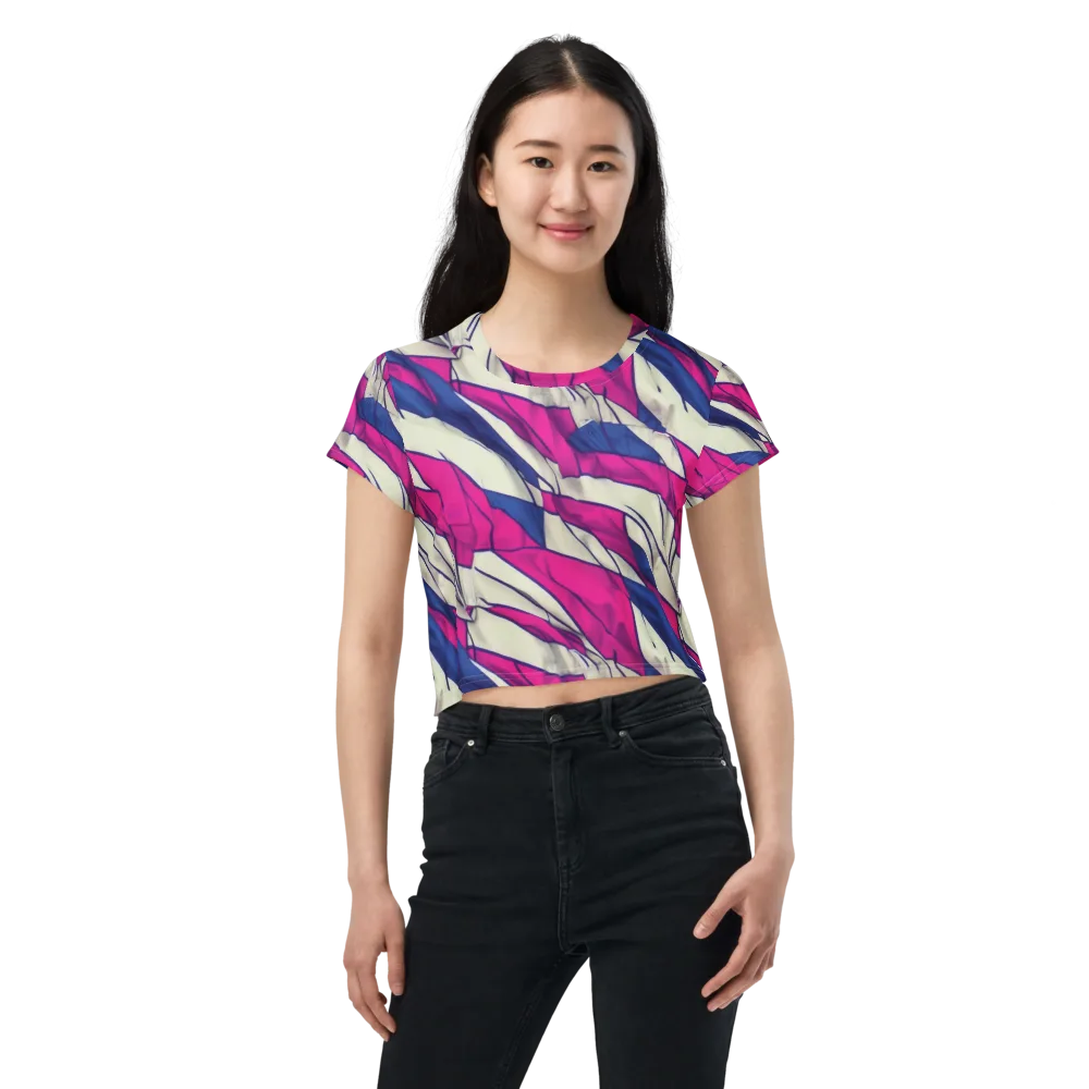 Cobalt Fold on Crop Tee — Front