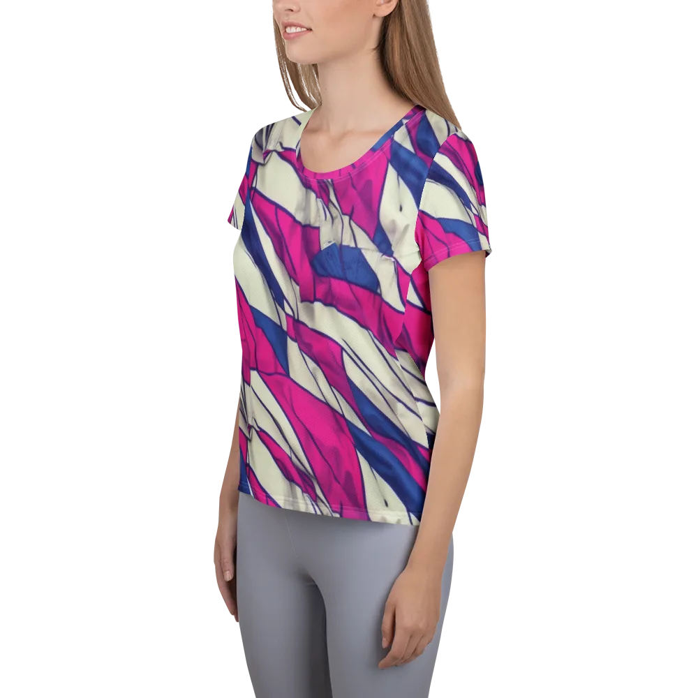 Cobalt Fold on Women's Athletic T-Shirt — Left