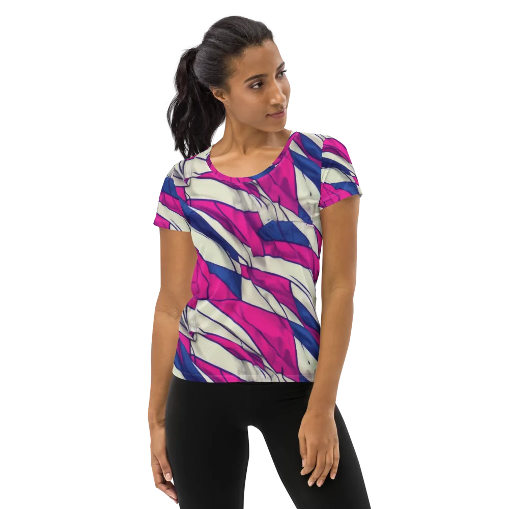 Cobalt Fold on Women's Athletic T-Shirt — Front