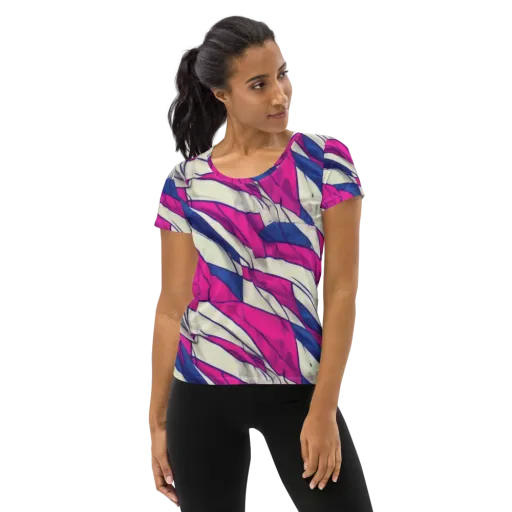Cobalt Fold on a Women's Athletic T-Shirt