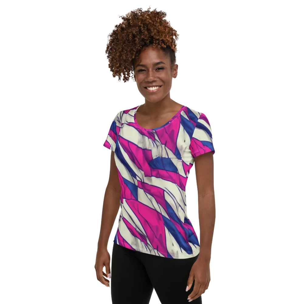 Cobalt Fold on Women's Athletic T-Shirt — Left